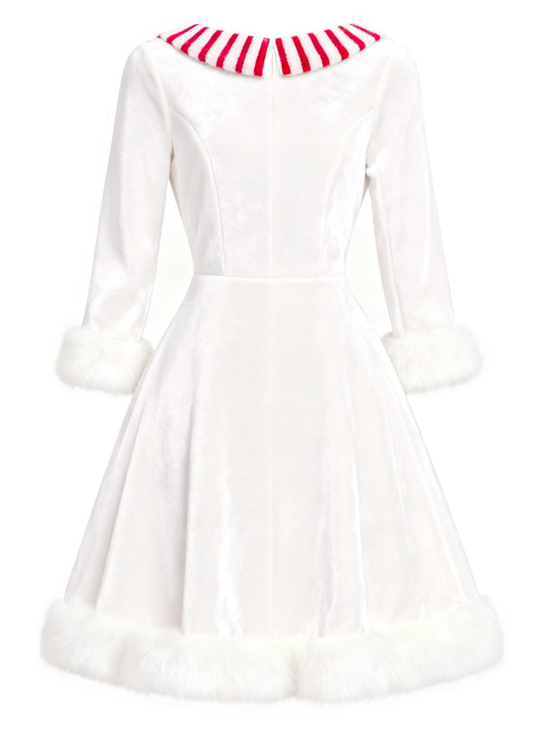 [Prévente] Robe de Noël en velours blanche bonhomme de neige années 1950