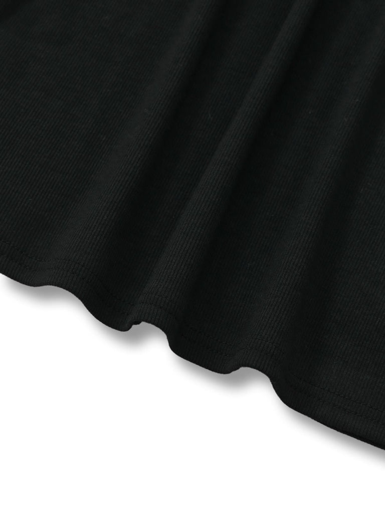 Haut tricoté noir col en V et manches lanternes style années 1950