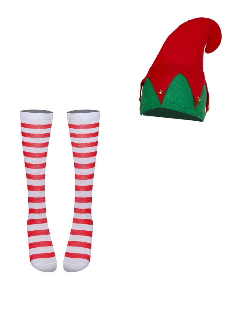 Ensemble de costume de cosplay d'elfe de Noël vert des années 1960