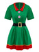 Ensemble de costume de cosplay d'elfe de Noël vert des années 1960
