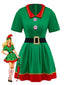 Ensemble de costume de cosplay d'elfe de Noël vert des années 1960