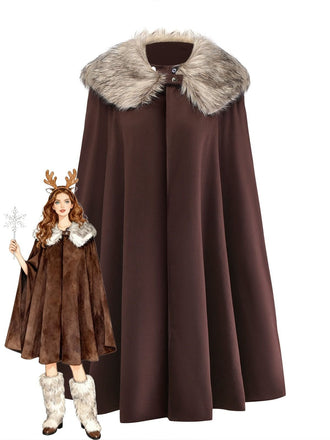 Manteau cape à revers en fausse fourrure des années 1960