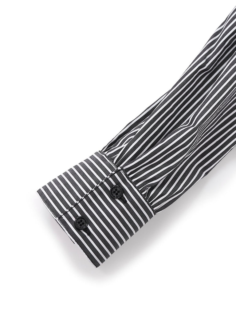 [Prévente] 2PCS chemisier rayé à volants et pantalon à lacets noirs des années 40