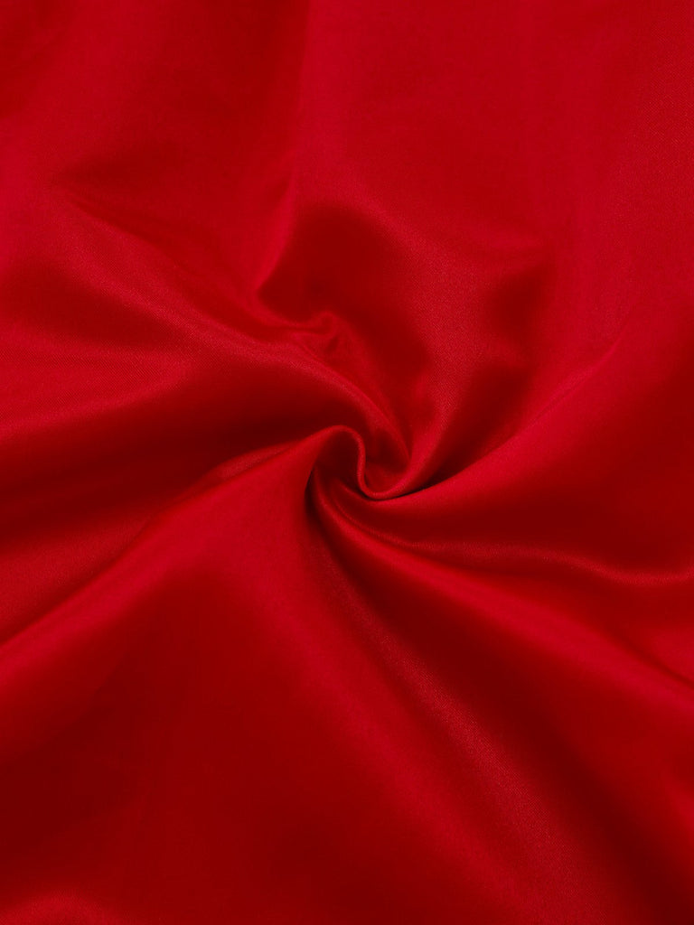 [Prévente] Robe trapèze en satin manches nœud papillon rouge des années 1950