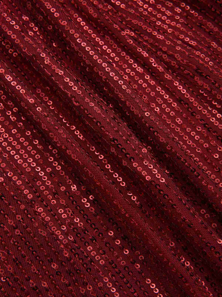 Veste longue pailleté col revers à nouer ceinturée années 1960