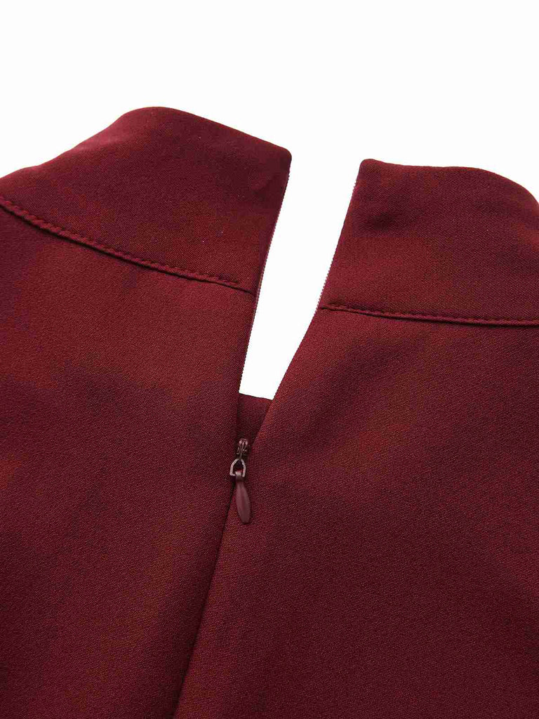 Robe unie col roulé et ceinture style avec poche années 1940