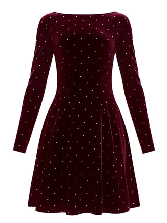 Robe de soirée cintrée en velours et strass années 1980