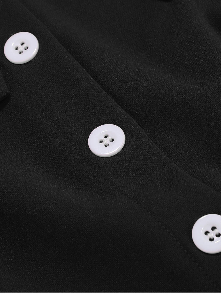 Robe trapèze à pois col nœud manches cape des années 1950