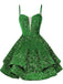 Robe de soirée mini rouge à paillettes décolleté en V profond et lacets années 1950