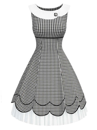 [Pré-vente] Robe à volants en vichy noir et blanc des années 1950