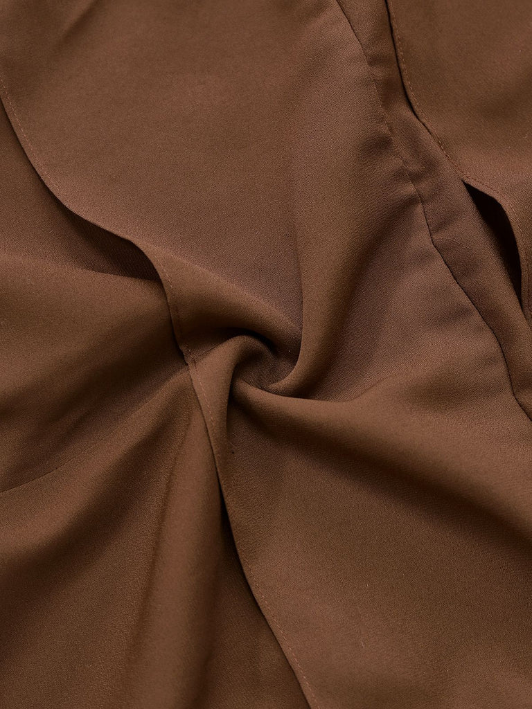 [Prévente] Robe Marron  à Ceinture et Nœud Papillon Années 1920