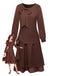 [Prévente] Robe Marron à Ceinture et Nœud Papillon Années 1920