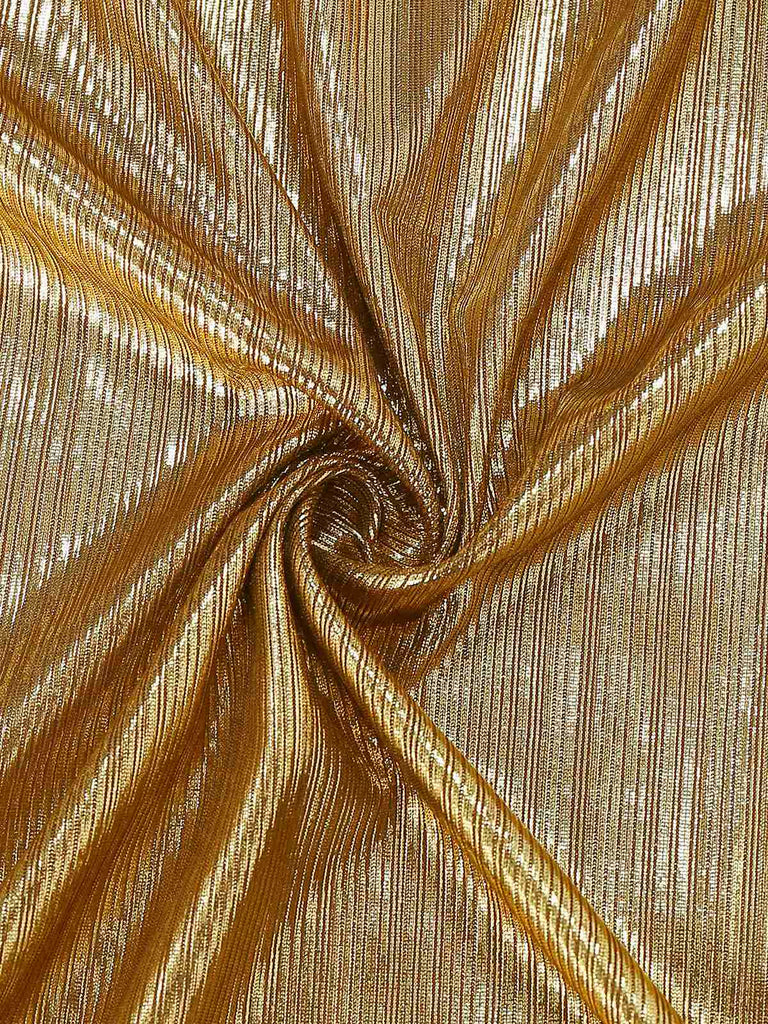 Robe à manches chauve-souris et taille froncée ornée de feuilles d'or années 1970