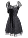 [Prévente] Robe Grise à Pois en Patchwork de Maille et Nœud Papillon Années 1960