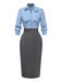 [Prévente] Robe Crayon Bleue à Ceinture et Nœud Papillon Années 1930