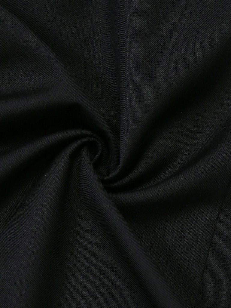 [Prévente] Robe Patchwork Noire à Volants Ceinture Nœud Papillon Année 1960