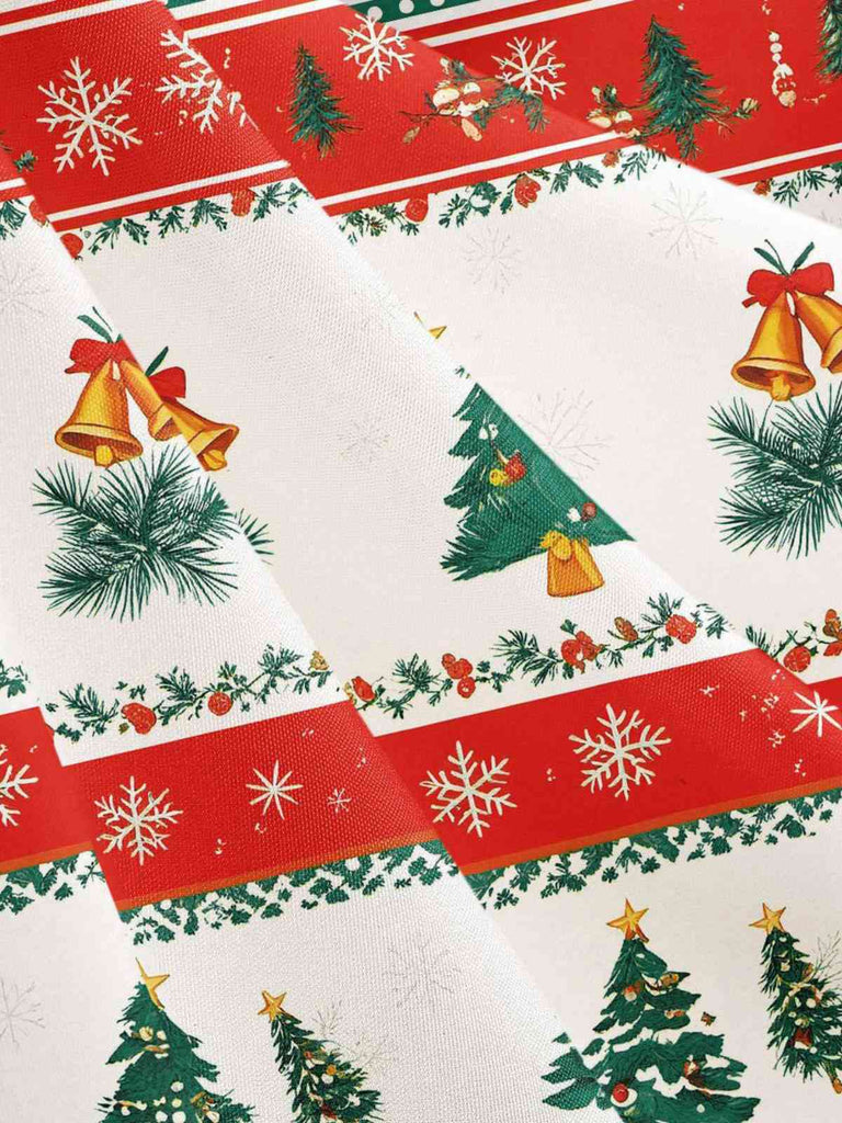 Robe trapèze à nœud et patchwork sapin de Noël années 1950