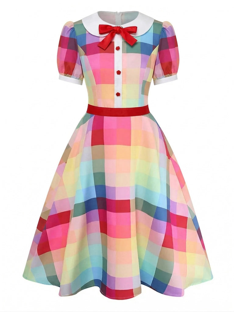 Robe col Claudine boutons floral lapin 1950s