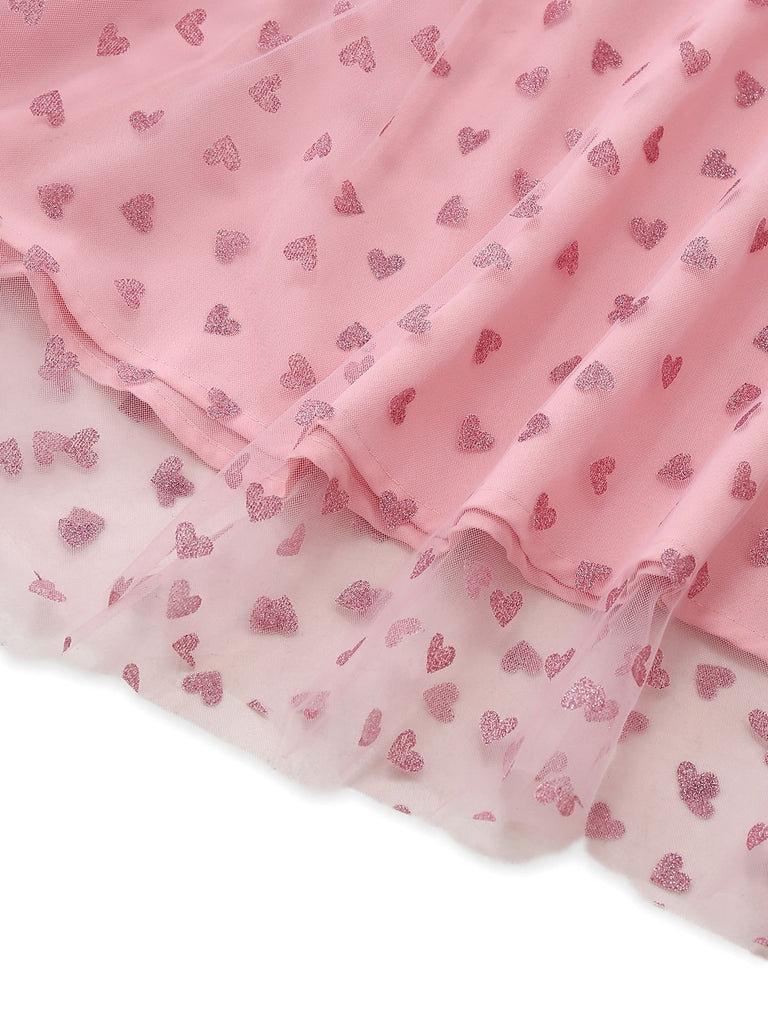 [Prévente] Robe rose à fronces et épaules dénudées ornée d'un cœur années 50