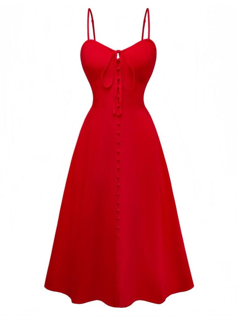 Robe Slip Sans Manches Dos Nu Taille Smockée Années 1950