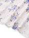 Robe beige à fleurs avec lacets et fente latérale années 1950