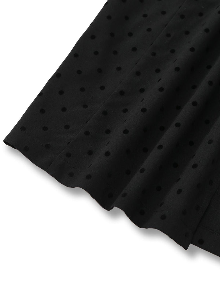 [Prévente] Robe à Pois Noirs avec Nœud et Blocs de Couleurs Années 1960