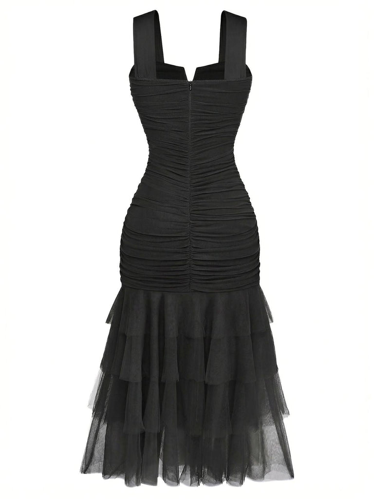 Robe bodycon uni maille patchwork ruchée 1930s