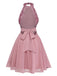 Robe patchwork sans manches à sequins et perles années 1950