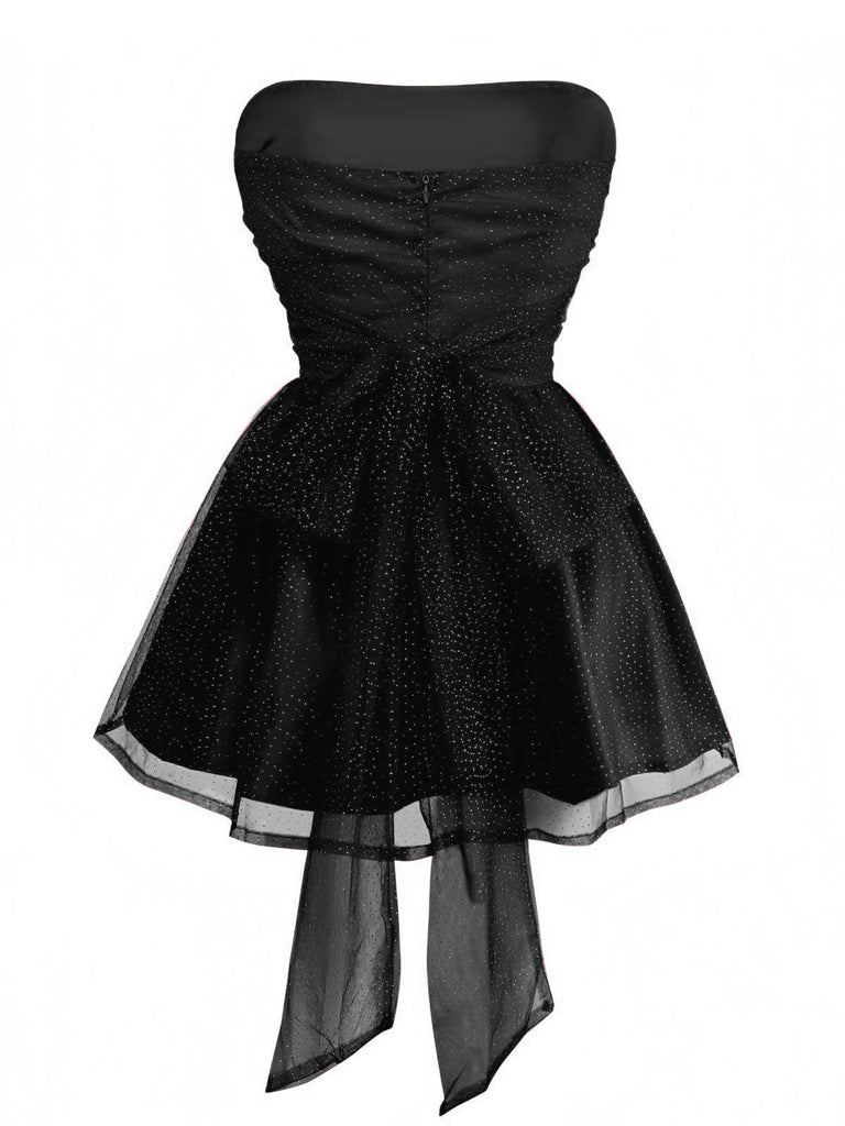 Robe bustier en tulle à paillettes et dos noué années 1960