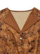 Robe Maxi Marron Motifs Floraux Discrets Années 1930