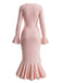 Robe sirène à volants boutons et fente latérale des années 1930
