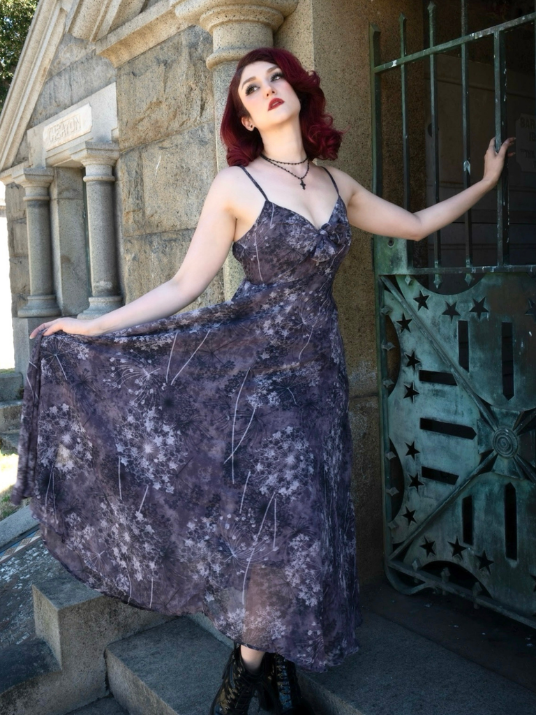 Robe Bleue Slip Bohème Col V Fleurs Aquarelle Années 30