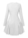 Robe Uni Plissée Manches Longues Col CœurAnnée 1950