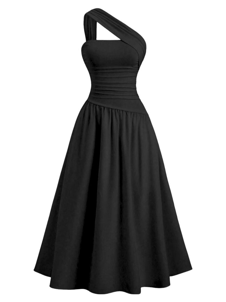 Robe cache-cœur asymétrique épaule et froncée la taille années 1930