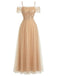 Robe Épaule Dénudée Maillage Paillettes Patchwork Beige Année 1930