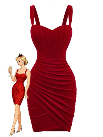[Prévente] Robe courte rouge velours corset années 1980s