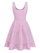 Rose Nœud Dentelle Vichy à Lacets Robe Années 1960 3