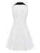 Blanc Col Chelsea Sans Manches Blocs de Couleur Mini Robe Années 1960 3