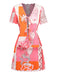 2PCS Top et Jupe Multicolore à Imprimé Sirène à Nœud Années '40