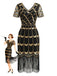 Robe Flapper Paillettes Perles Franges Année 1920