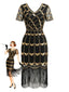 Robe Flapper Paillettes Perles Franges Année 1920