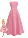 Rose Bustier Nœud Robe Midi Années 1940