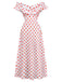 Robe Longue Blanche à Pois Rouges Épaules Dénudées à Volants Années '30 2