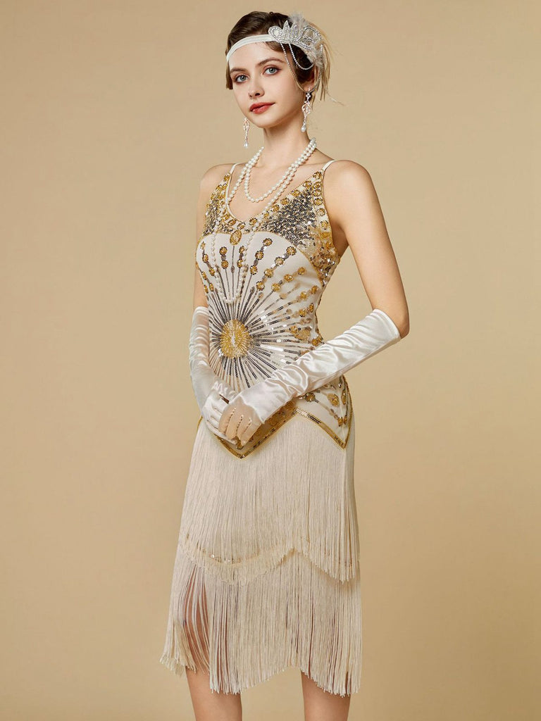 Robe Charleston à franges et sequins années 1920