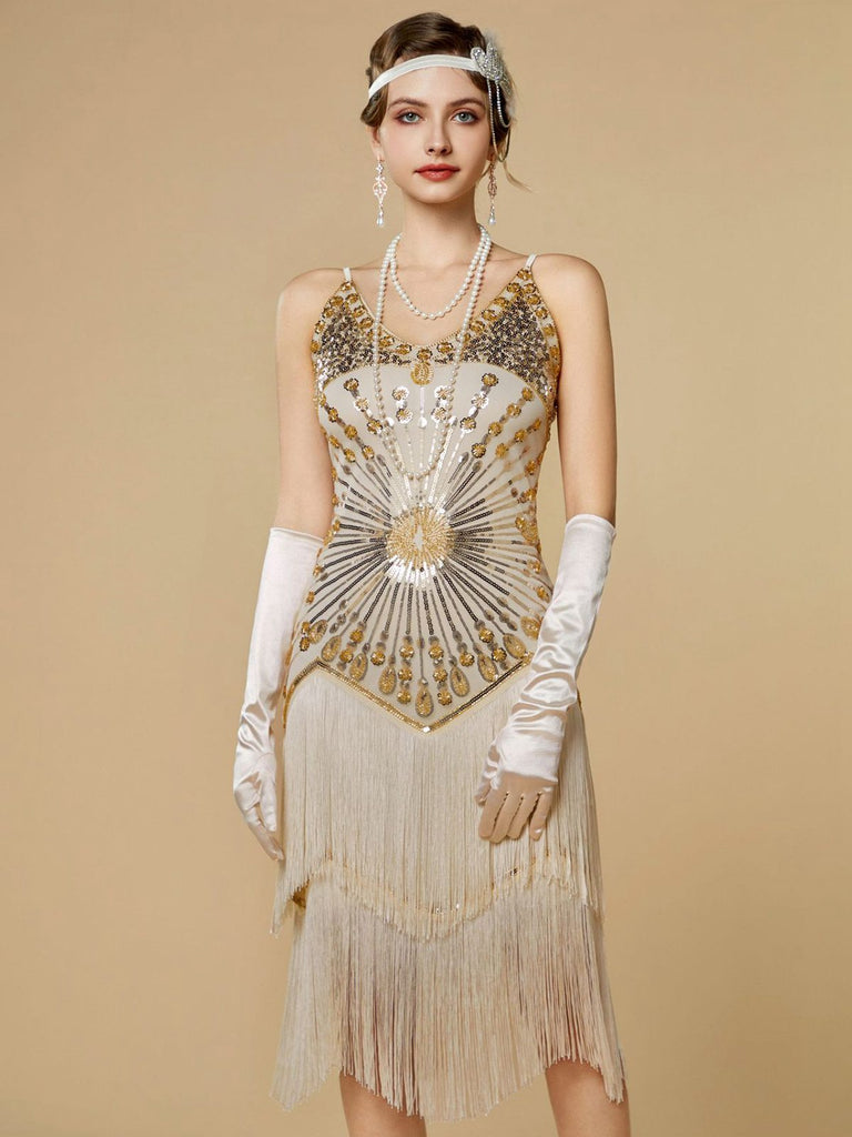 Robe Charleston à franges et sequins années 1920