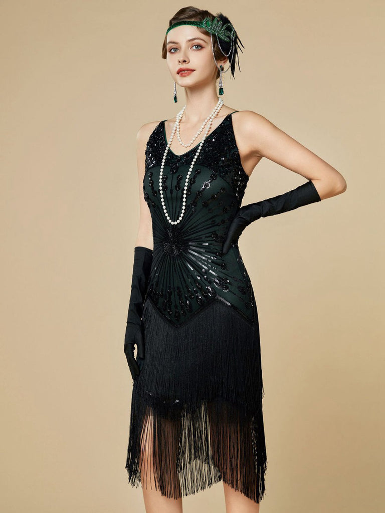 Robe Charleston à franges et sequins années 1920