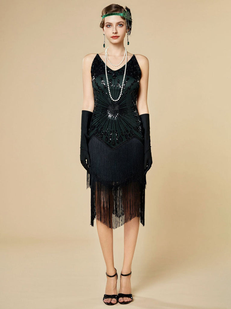 Robe Charleston à franges et sequins années 1920