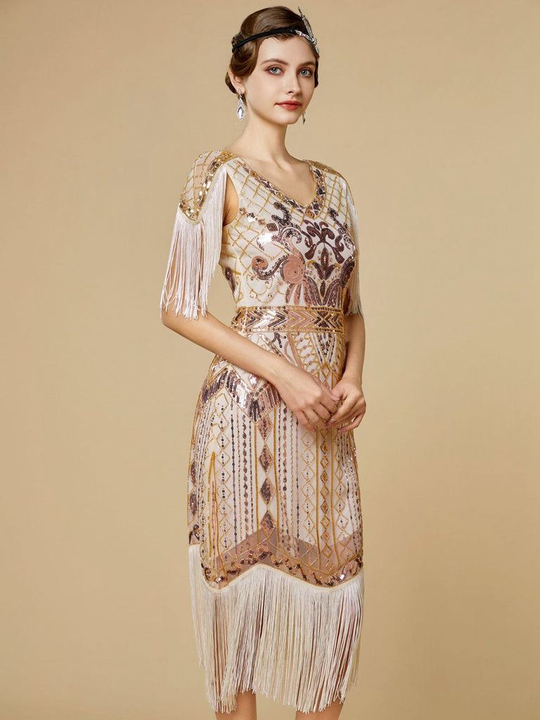 Robe Charleston à franges et sequins années 1920