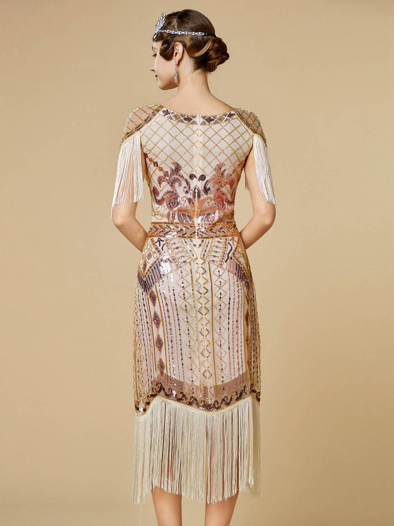 Robe Charleston à franges et sequins années 1920