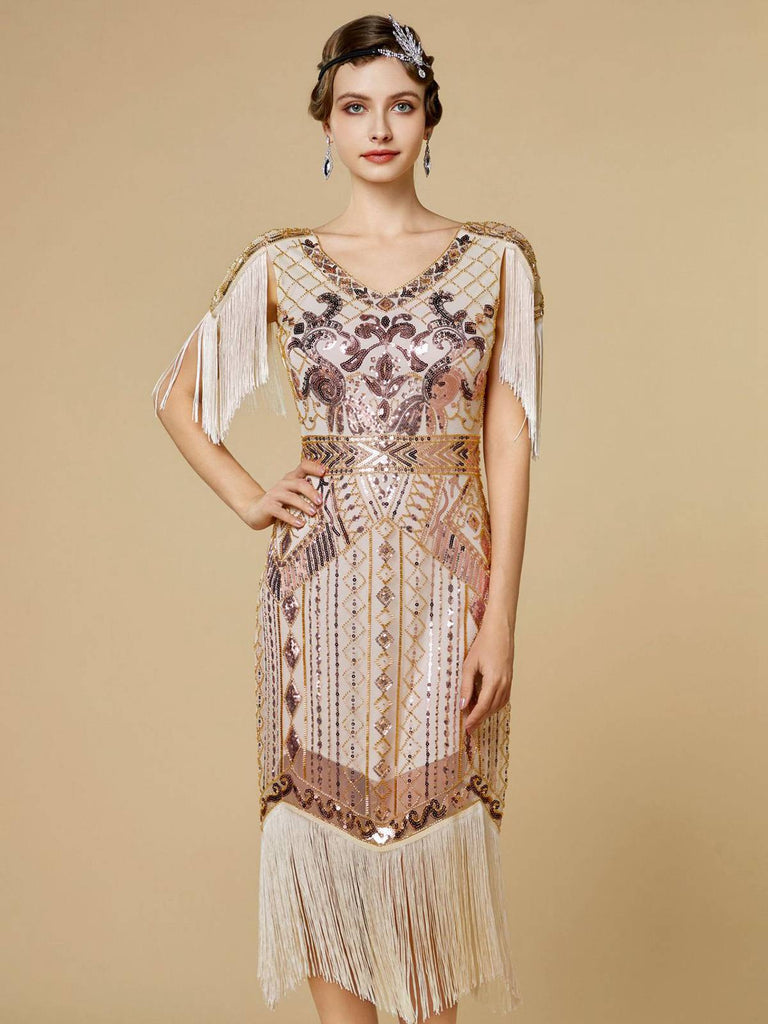 Robe Charleston à franges et sequins années 1920